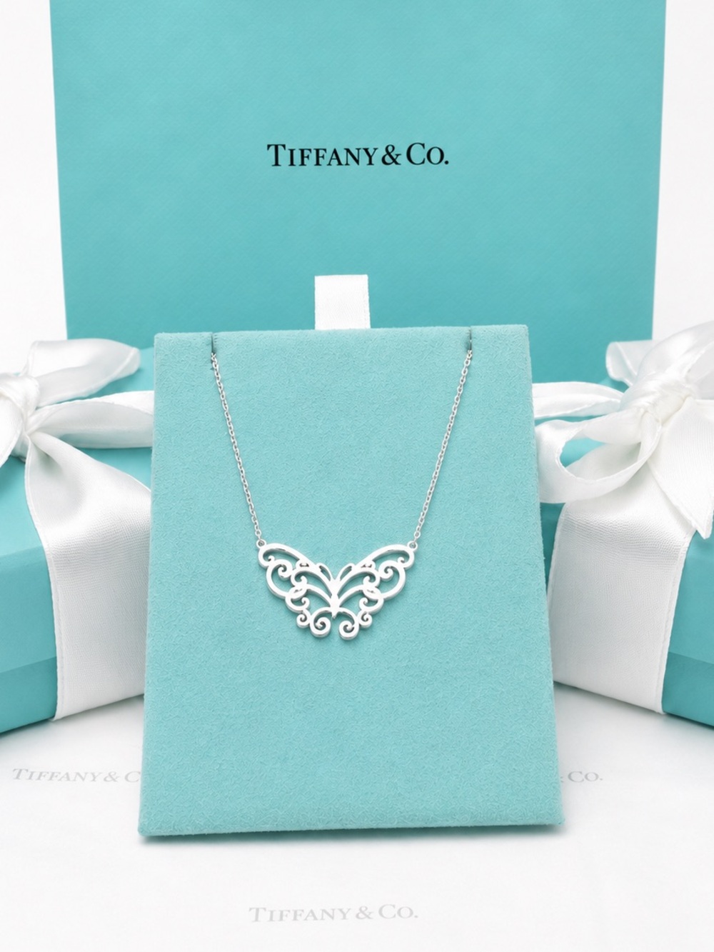 NEW Tiffany & Co. Enchant Filigree Butterfly Necklace Sterling Silver Gift Box
